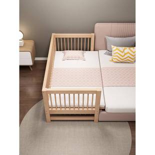 f定制榉木儿床拼接大床带护栏单人女孩加宽婴儿宝宝床A002边t童实