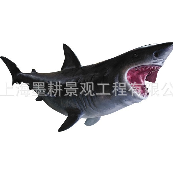 玻璃钢仿真鲨鱼彩绘美陈雕塑