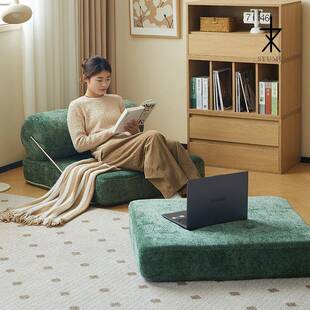 A10发L可布折叠沙发床复古奶油风艺单人沙塔小户型吉TJ02沙发床两