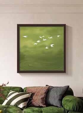 法式中古风客壁厅装饰画绿色摆风景古复餐JZ15362厅画台小众艺术