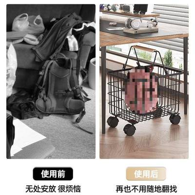 桌下书包置物架收AL101612置放架带子篮筐可移动大容量纳箱滑轮底