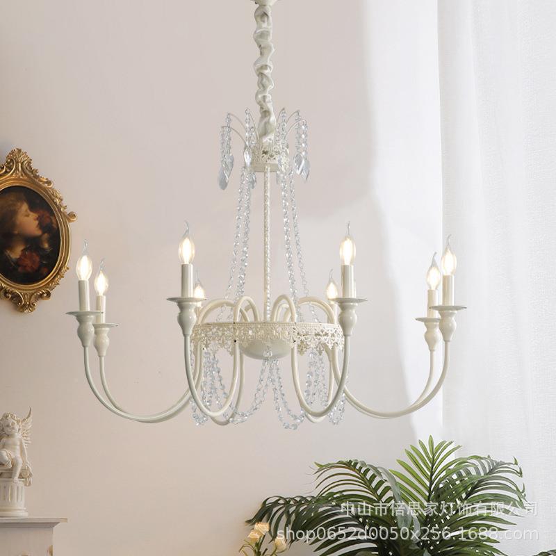 296法式复古水晶烛吊蜡灯温馨浪漫客厅主卧室大形吊灯奶油风枝灯