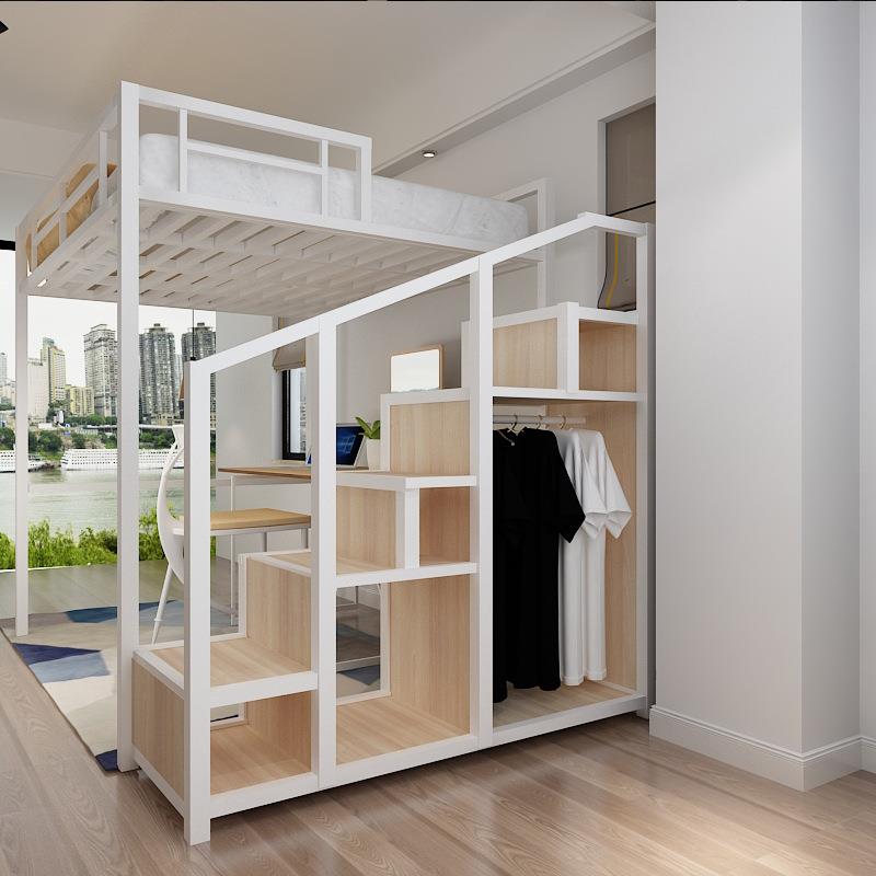 简约现代上床双下桌低铁架床多功能学生公寓单人高床XJY19112家用
