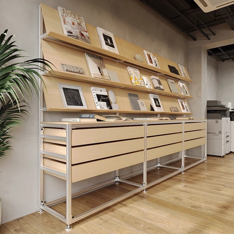 工业风桦木铝型材展示架