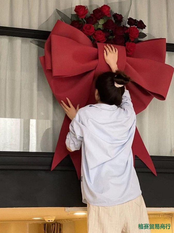 蝴蝶结墙饰结婚卧室婚礼装饰创意拍照道具氛摆件海绵纸成品