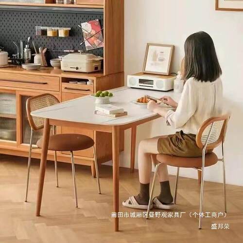 厂网红凳椅子室藤家编卧书FPQ房中古阳台民宿实木餐椅子靠背椅子