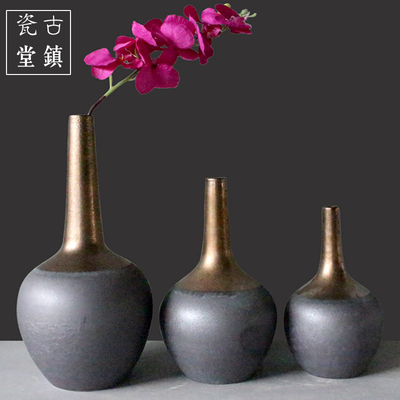 厂家直销陶瓷落地花瓶套装金属釉窑变现代欧式客厅酒店质量保障