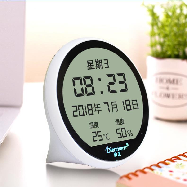 鼎盟高准电子度湿计电子闹钟精DM602日历时间设温置