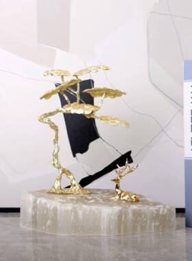 现奢迎W0226客代松天石底座摆件客厅高档卧室然玄关家居软轻装装