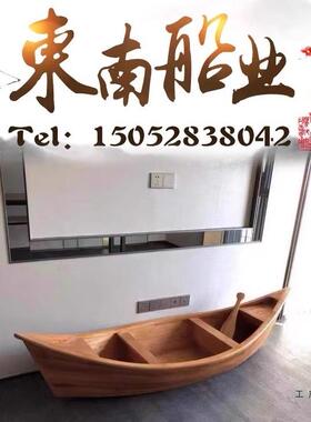 欧式摄影实木水上饰木小船景观花船多道F97H6T6M具船公园手划装船