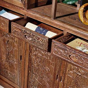 鸡翅木隔柜款 客厅木玄关柜 双新面隔断柜实911厅木多红功能中式