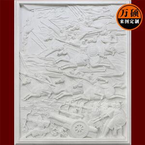 石雕东方龙浮雕壁画青石汉白玉大理石动物龙头百福字地雕别墅照壁