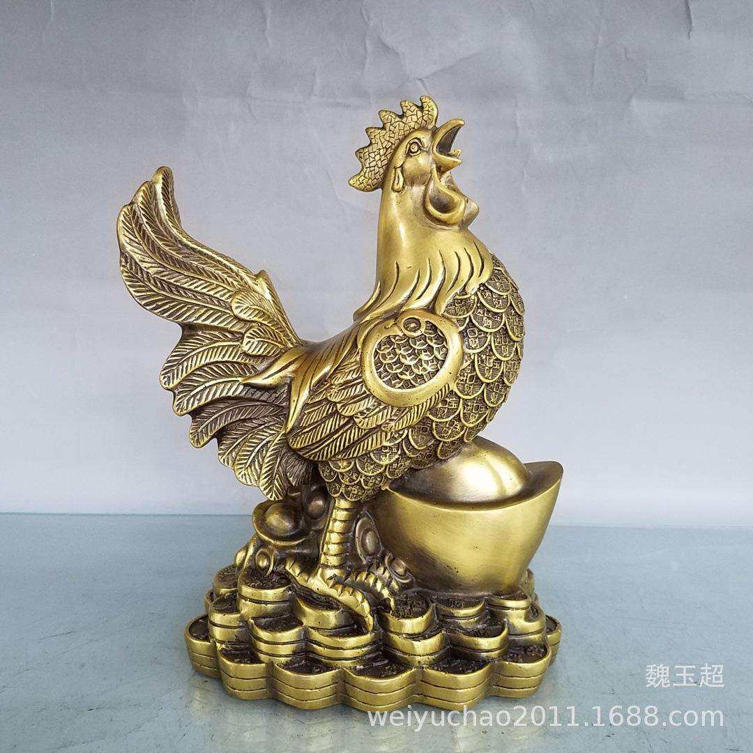 纯铜鸡摆件铜公鸡金钱鸡元宝鸡客厅办公室家居装饰品工艺品铜摆设