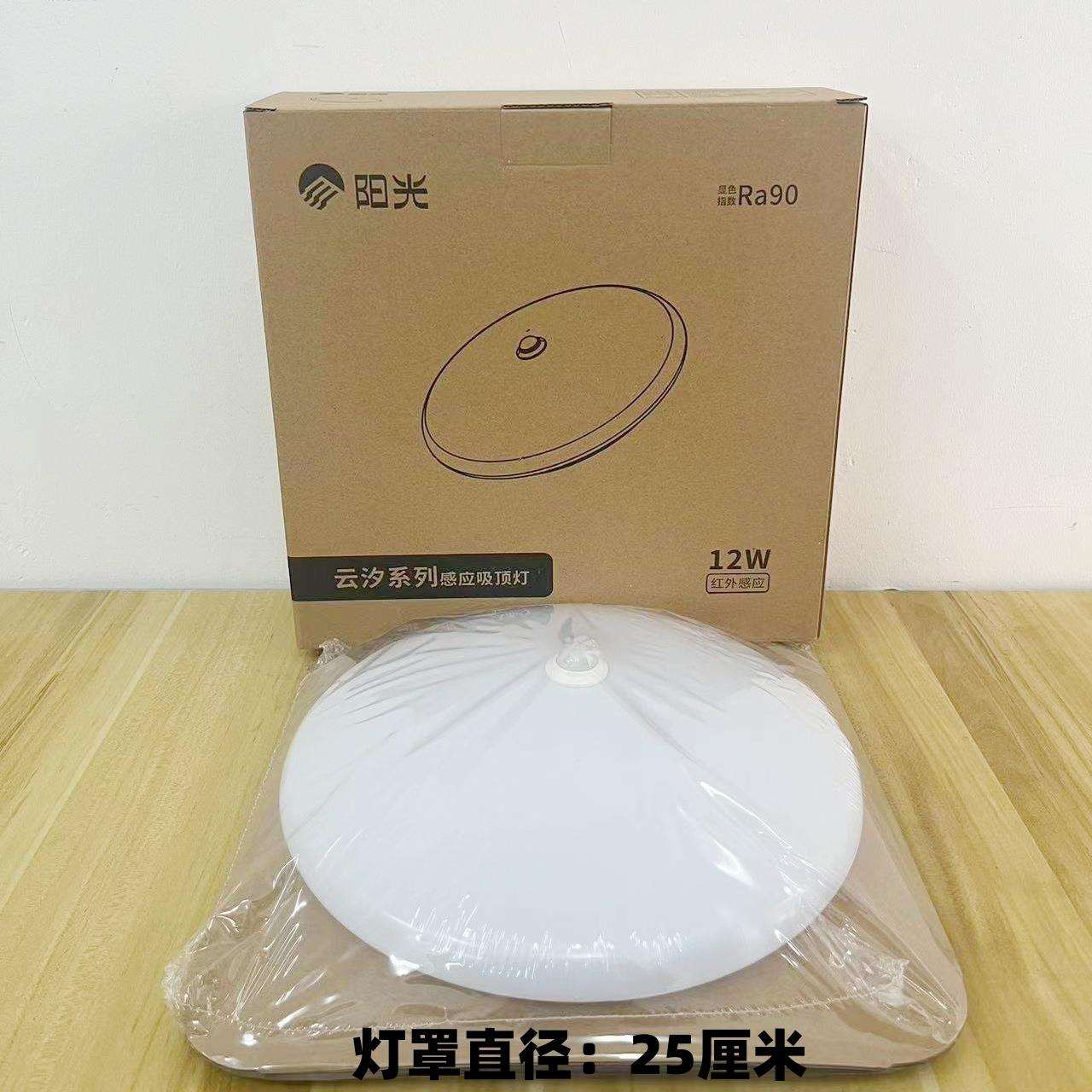 阳光照明led吸顶灯红外感应圆形纯白顶灯12W18W白光