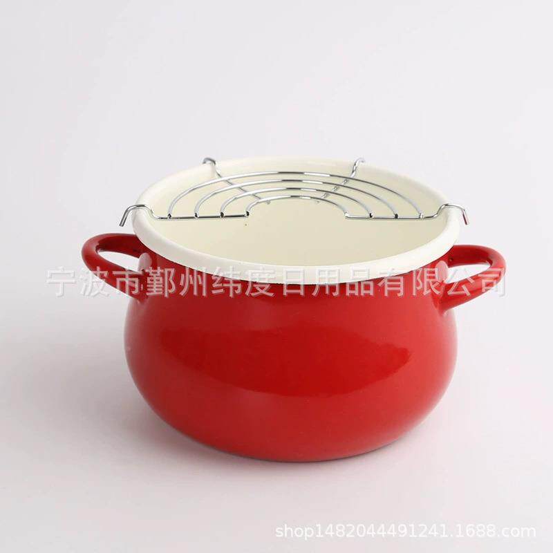 式搪瓷油炸迷锅你马卡龙无品牌/锅厚珐琅锅汤锅日双加耳锅泡面锅
