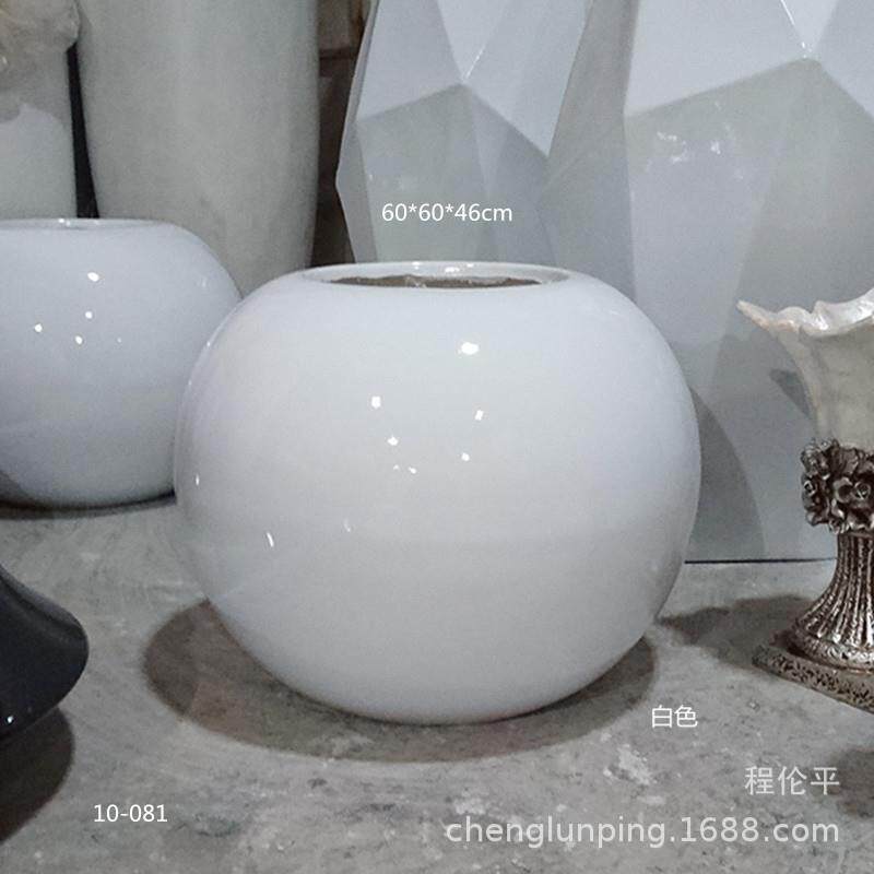 简约剔透圆球形花盆酒店前客家台居装饰摆10-029厅件玻大璃钢落地