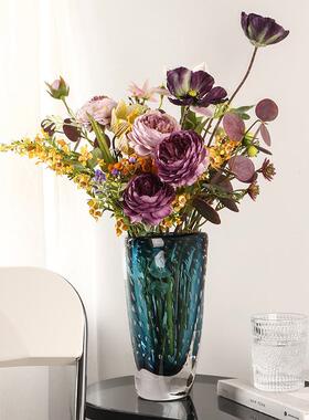 意轻奢玻璃花花瓶透明20210520餐客厅桌干花插摆件样板间水培花瓶