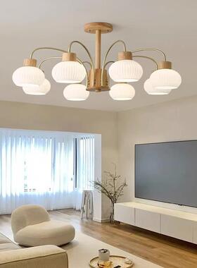 北欧吊灯客厅灯现简气约大42855原代木风灯具日式轻奢中古卧室餐