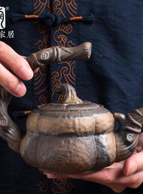 陶迷复古鎏金壶原茶矿粗陶温套装家用陶茶瓷侧茶把壶单壶功OZP夫