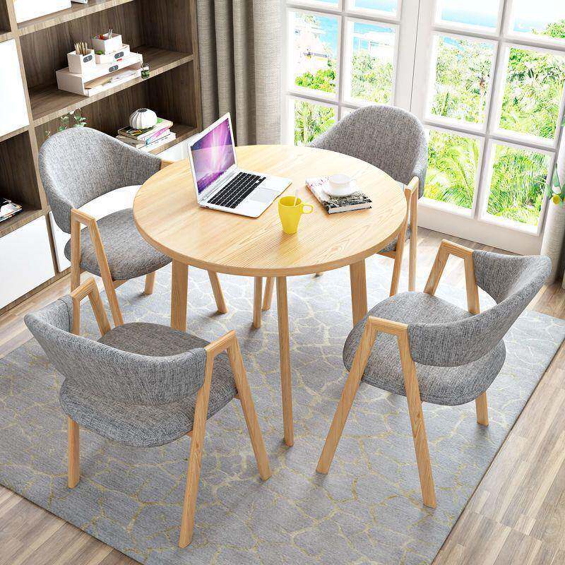 简易接待洽谈桌椅组合一桌四椅售楼处奶茶店办公室休闲网红小圆桌