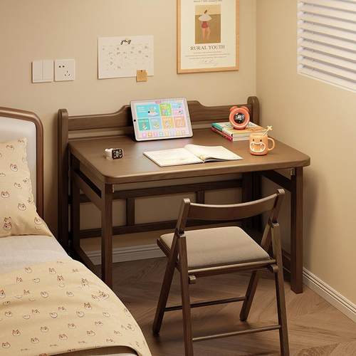 实木折叠书桌学生家用卧室简易桌子床边写字桌学习桌电脑桌办公桌