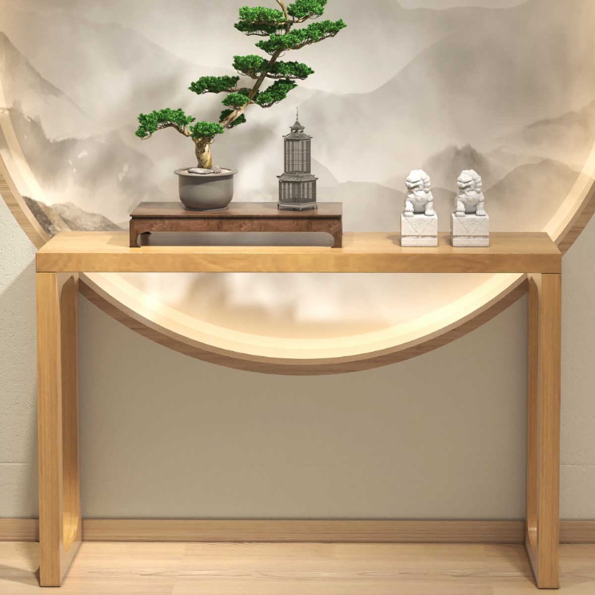 实木玄关桌新中式纯实木墙边长条窄边桌原木入户玄关条几案台靠墙