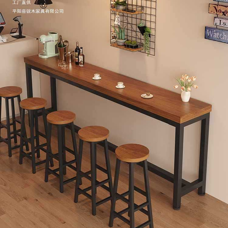 实木吧台窄长条桌简约阳台靠墙酒吧奶茶店商用家用便利店桌椅组合