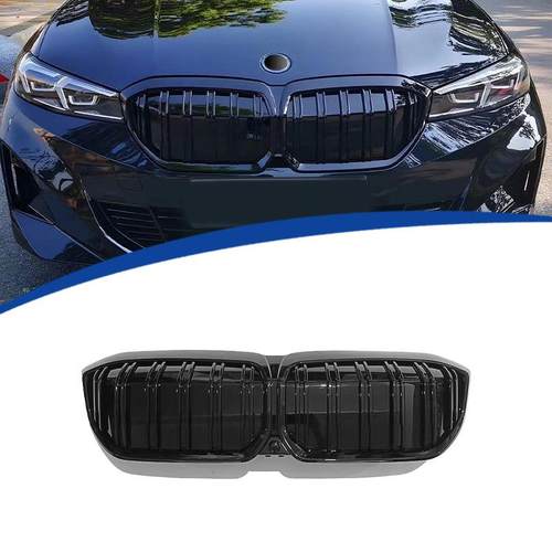 适用2022-2025款宝马电动i3替换款双线中网6道杠粗线条ABS材质