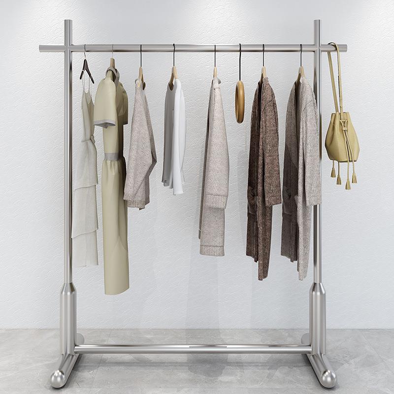 不锈钢拉丝服装店展示架落地式女装货架网红中岛童装衣服挂衣架子