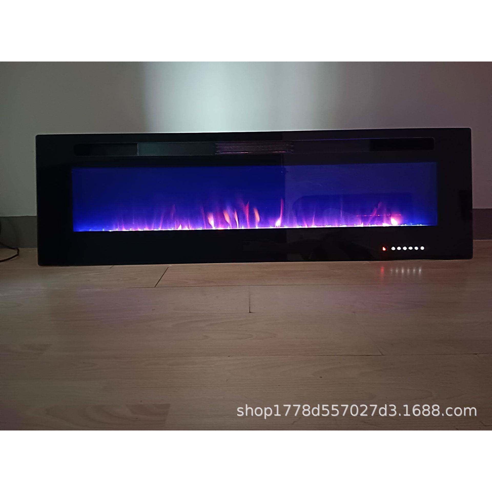 工厂直销欧美60英寸家用电壁炉超薄带加热定时12种火焰5档调光