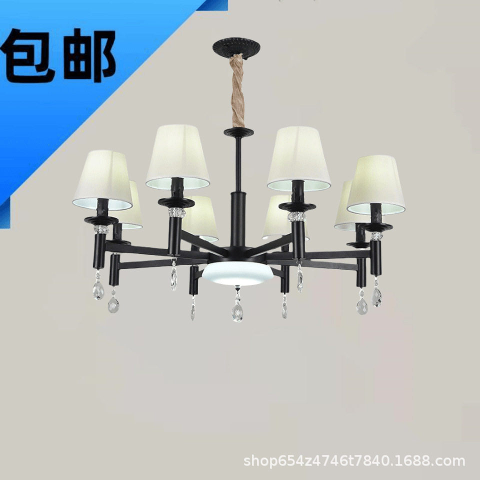 欧式铁艺水晶吊灯客厅卧室酒店别墅工程吊灯服装店个性复古蜡烛灯