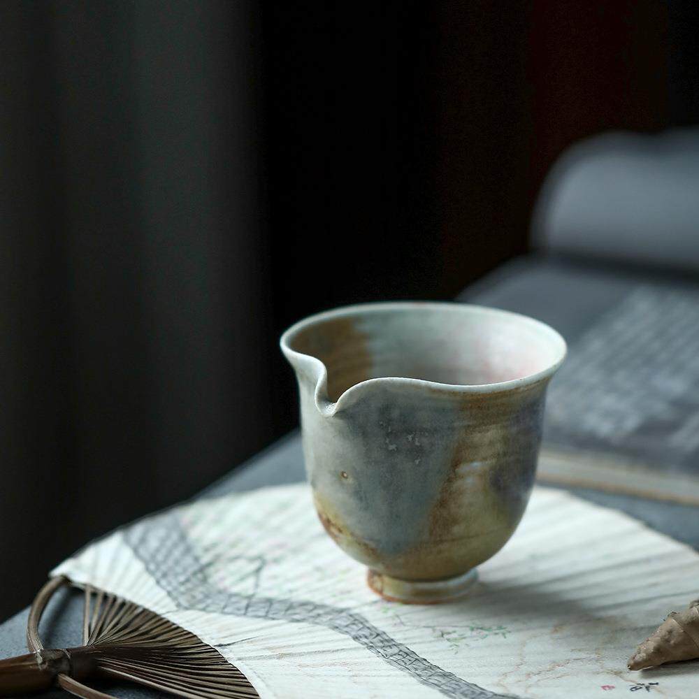 晴先生苏打绿柴烧公道杯茶海纯手工无釉自然落灰茶具复古分茶器陶