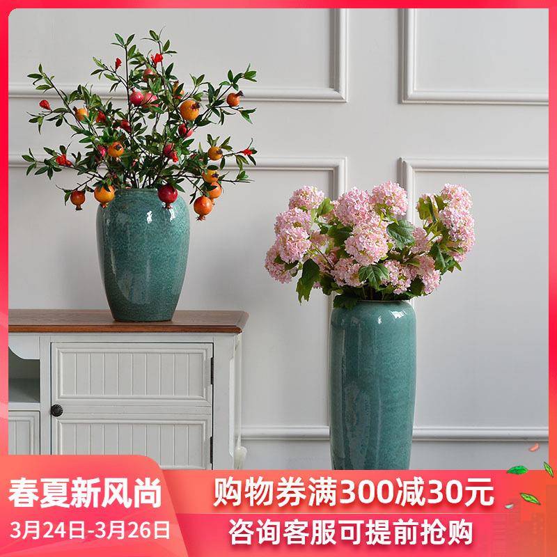 陶瓷落地花瓶干花颜色釉窑变插花现代欧式客厅花器摆件大花瓶