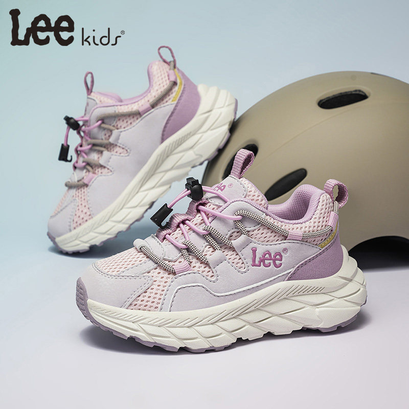 Leekids女童运动鞋粉色老爹鞋春秋季软底户外童鞋时尚休闲鞋潮鞋