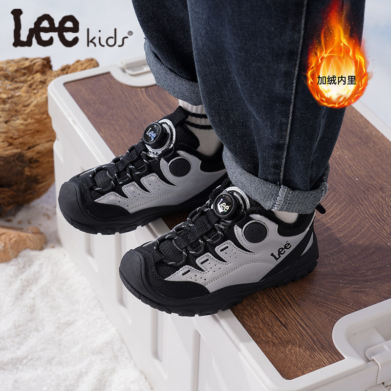 Leekids冬季加绒儿童鞋保暖冬鞋