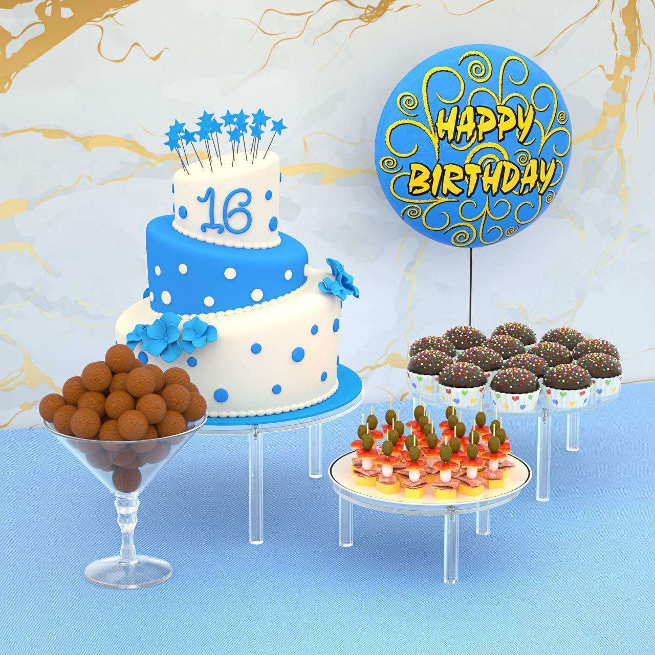 亚马逊3层亚克力蛋糕展示架 圆形甜品摆放架三件套 cake stand