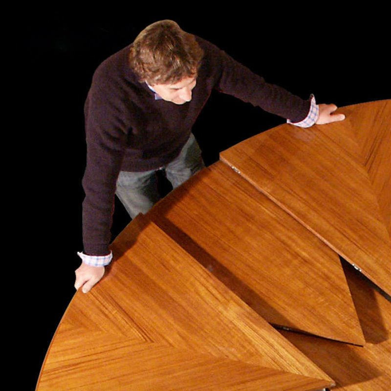 INKOONA实木弗莱彻餐桌旋转变形伸缩餐桌可放大扩大圆桌10到14人