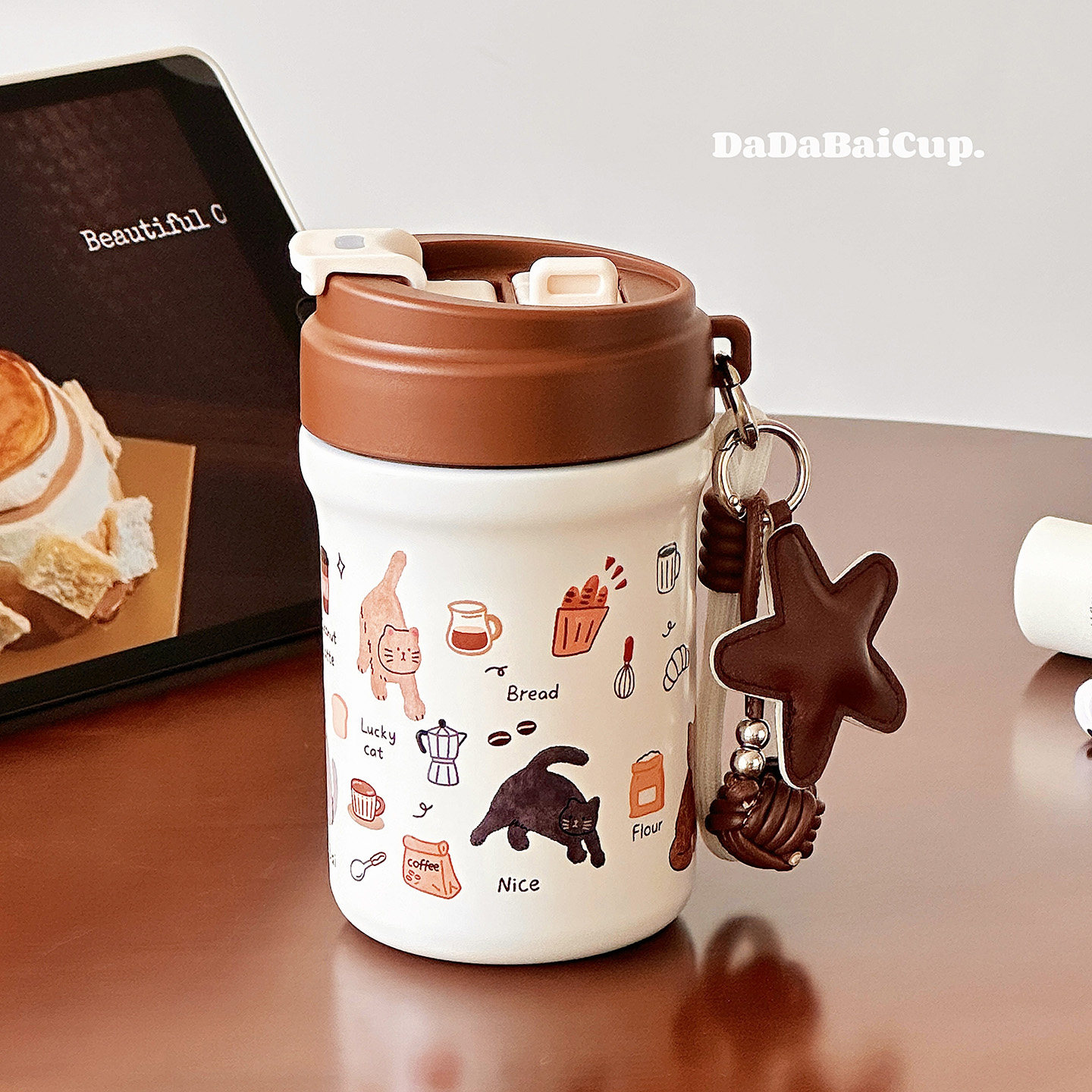 316咖啡杯子小巧便携双饮保温杯2025新款女生高颜值吸管水杯小猫,餐饮具,保冷/保温杯,淘宝优惠券,粉丝福利购,淘宝优惠卷