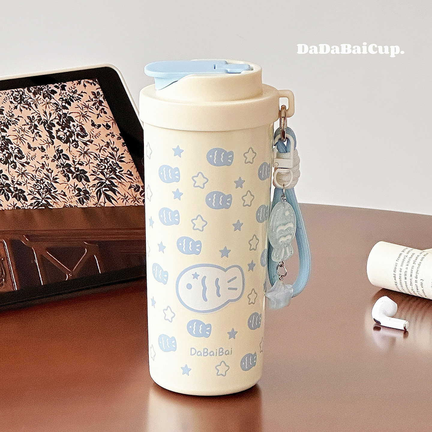 星星小鱼咖啡杯子保温杯2026新款学生上学专用女生高颜值吸管水杯