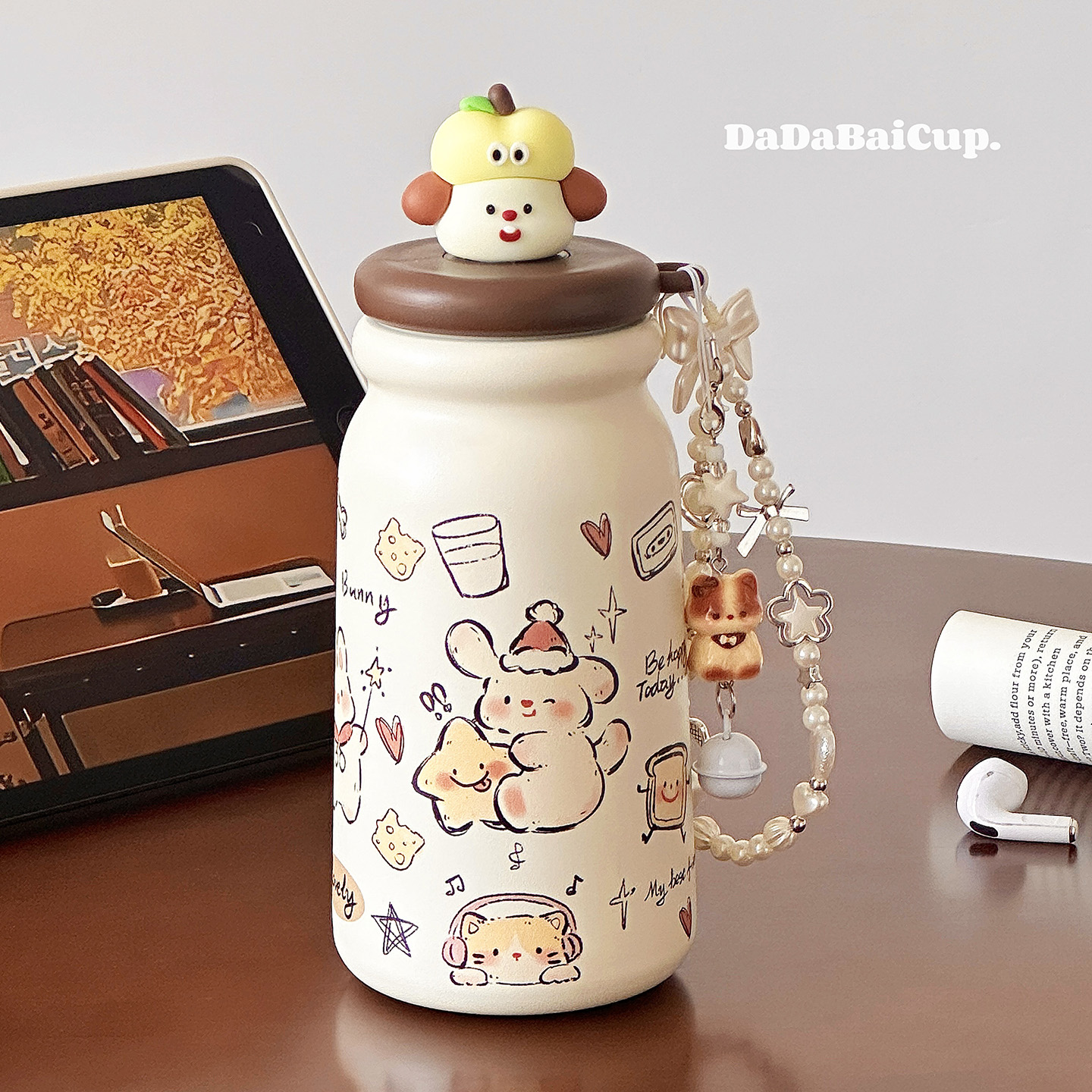 泡茶吸管保温杯学生上学专用新款女生高颜值不锈钢茶水分离水杯子