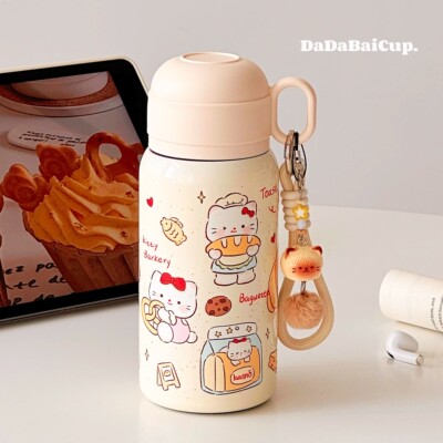 2025新款保温杯女生高颜值便携水杯学生上学专用吸管杯子三饮kt猫