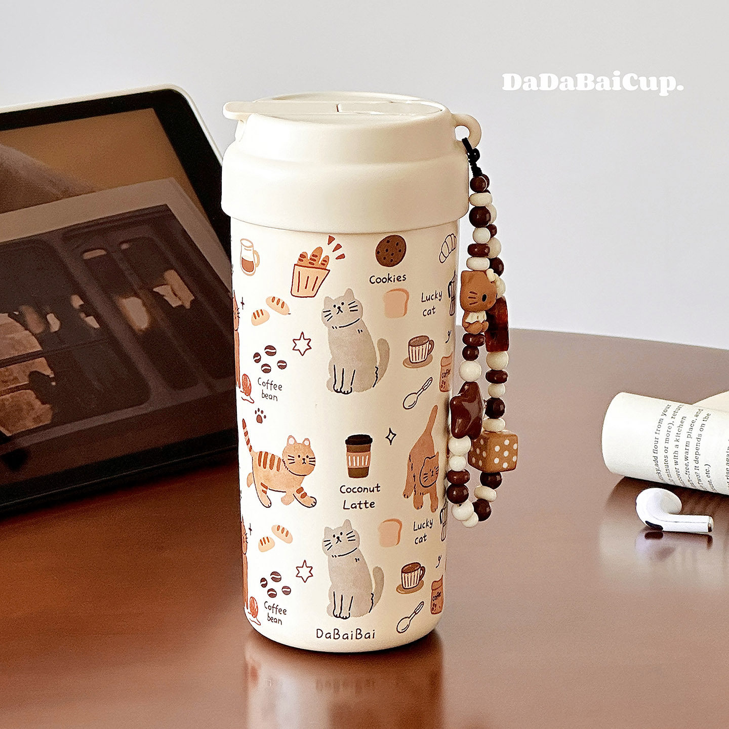 提绳吸管陶瓷保温杯女生高颜值2026新款学生上学专用水杯小猫ins,餐饮具,保冷/保温杯,淘宝优惠券,粉丝福利购,淘宝优惠卷