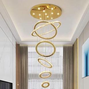 简现代轻奢客厅复式 楼楼梯间灯别墅loft灯饰长水晶吊灯k9crystal