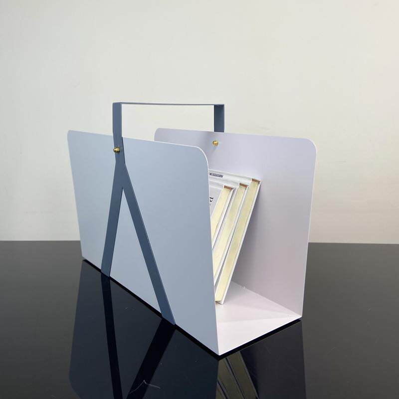 简约现代黑白色金属创意书架样板间桌面铁艺书报杂志架装饰摆件