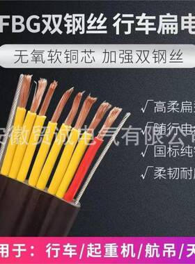行车起重机扁电缆ZR-YFFB/2G-4x2.5带加强抗拉钢丝