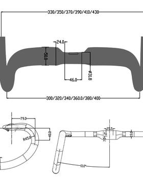 BALUGOE全内走线专业竞赛级竞技全碳纤维手把公路自行车把手黑色