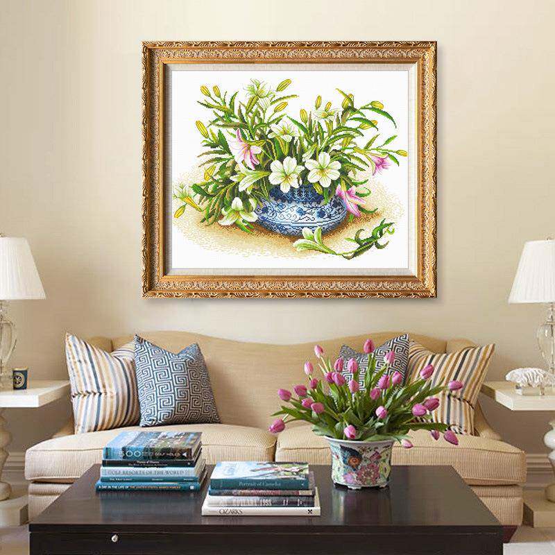 十字绣新款线绣小件花卉现代简约客厅卧室简单刺绣十字绣画