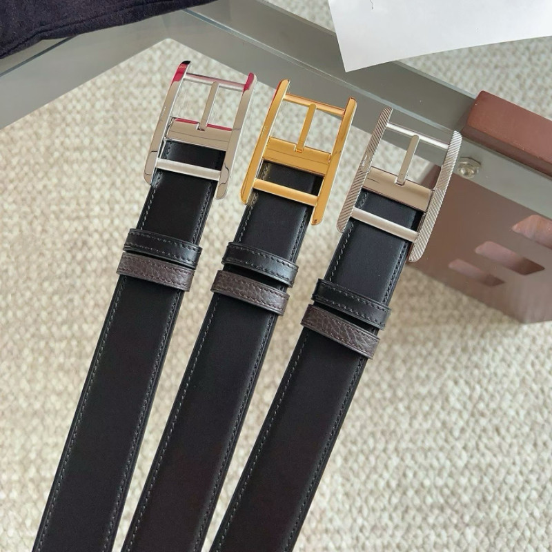 轻奢针扣真皮男腰带双面头层牛皮商务正装皮带纯色西裤牛仔裤带