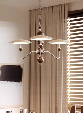 法式复奶油风星轨碟客厅大气吊灯飞中古木古胡桃色卧86054室餐厅