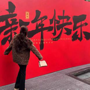 226新布置kt板发LNM年财拍照字打0卡喜庆店铺橱氛围窗场景福背景